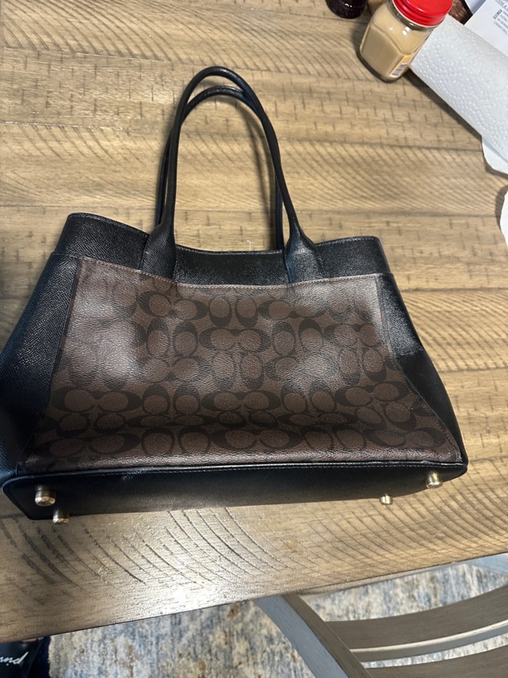 Coach Brown and Black Signature Tote - Picture 2 of 5